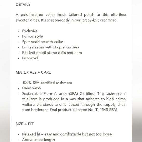 Garnet Hill Frida Polo Black Cashmere Sweater Dress Sz M - Picture 6 of 12